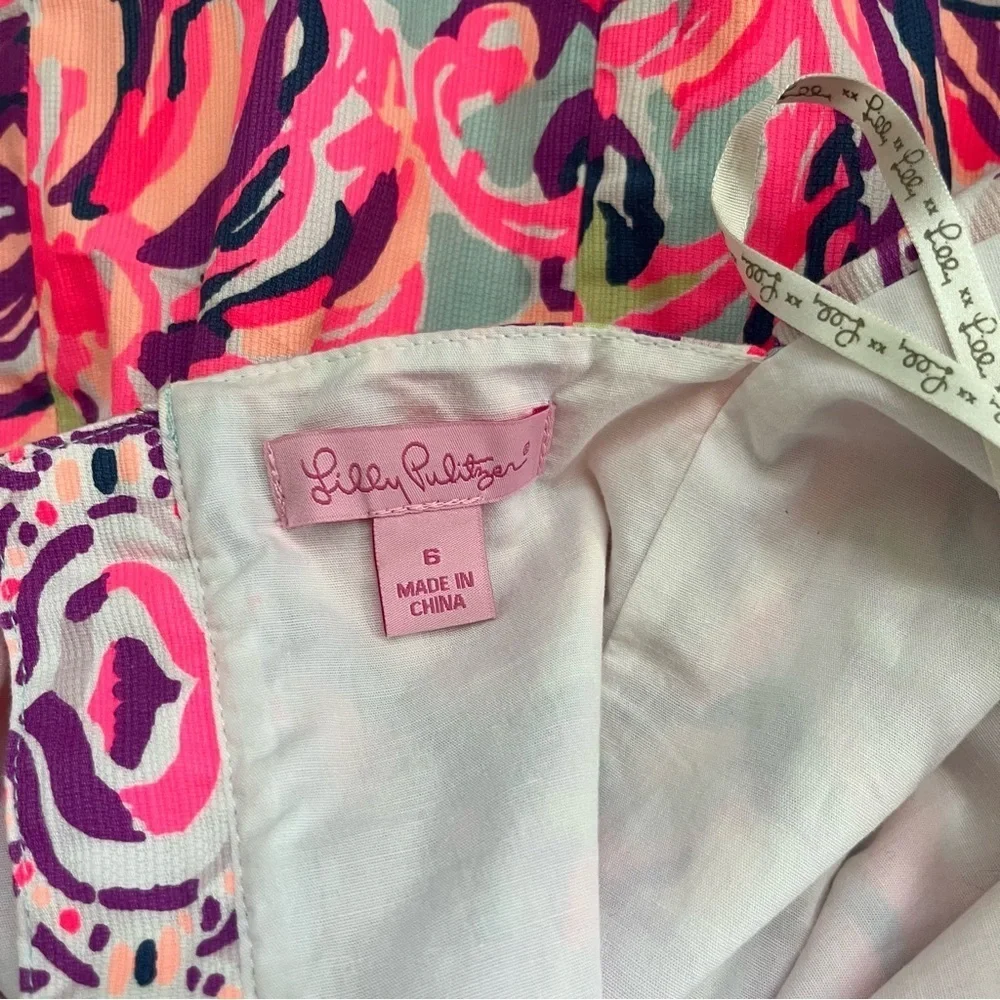 Lilly Pulitzer Shelli Dress Size 6 Tie Back Pink Blue - Picture 11 of 16